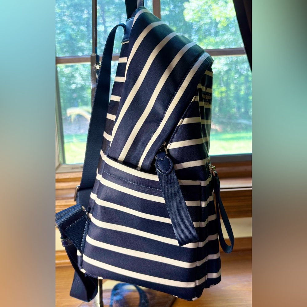 Kate Spade Striped Backpack in Navy and White - Picture 3 of 14